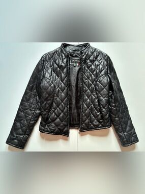 Vintage Marcia Collection Black Quilter Motorcycle Leather Jacket - Small
